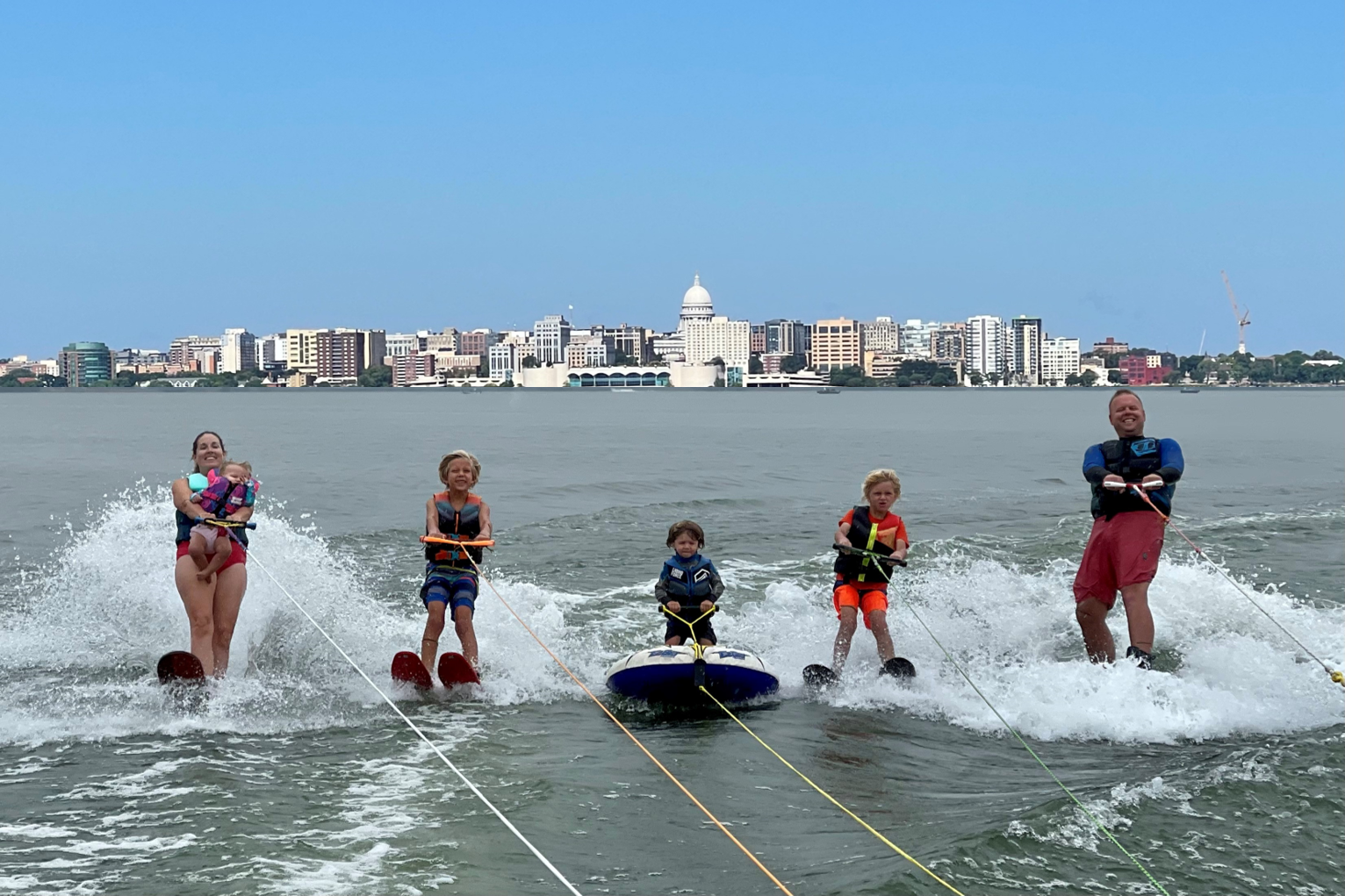 Johnson family waterskiiing
